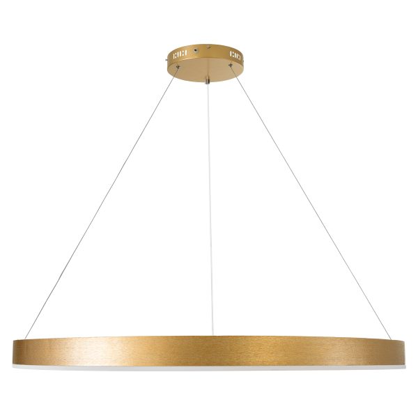 VENOM 61184 Κρεμαστό Φωτιστικό Δαχτυλίδι-Κύκλος LED CCT 75W 8818lm 120° AC 220-240V - Εναλλαγή Φωτισμού μέσω Τηλεχειριστηρίου All In One Ψυχρό 6000K+Φυσικό 4500K+Θερμό 2700K Dimmable Φ100cm - Χρυσό Βούρτσας - 3 Years Warranty - Image 3