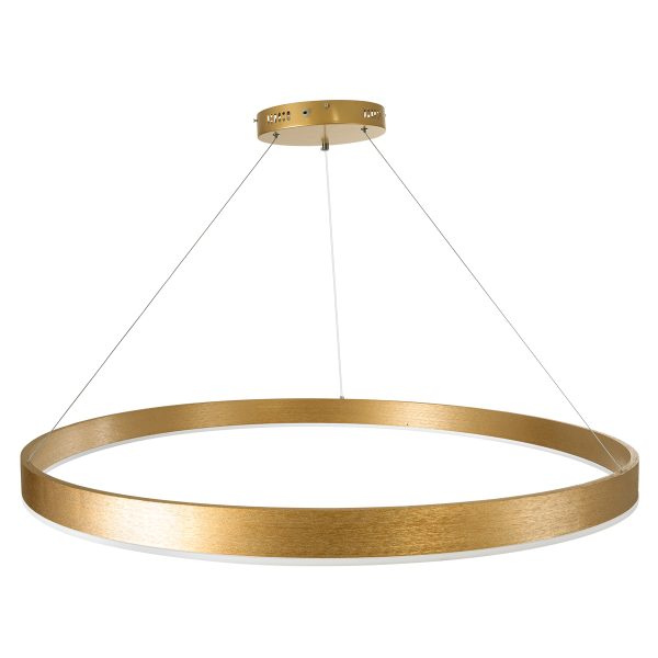 VENOM 61184 Κρεμαστό Φωτιστικό Δαχτυλίδι-Κύκλος LED CCT 75W 8818lm 120° AC 220-240V - Εναλλαγή Φωτισμού μέσω Τηλεχειριστηρίου All In One Ψυχρό 6000K+Φυσικό 4500K+Θερμό 2700K Dimmable Φ100cm - Χρυσό Βούρτσας - 3 Years Warranty - Image 4