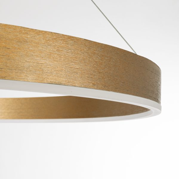VENOM 61184 Κρεμαστό Φωτιστικό Δαχτυλίδι-Κύκλος LED CCT 75W 8818lm 120° AC 220-240V - Εναλλαγή Φωτισμού μέσω Τηλεχειριστηρίου All In One Ψυχρό 6000K+Φυσικό 4500K+Θερμό 2700K Dimmable Φ100cm - Χρυσό Βούρτσας - 3 Years Warranty - Image 5