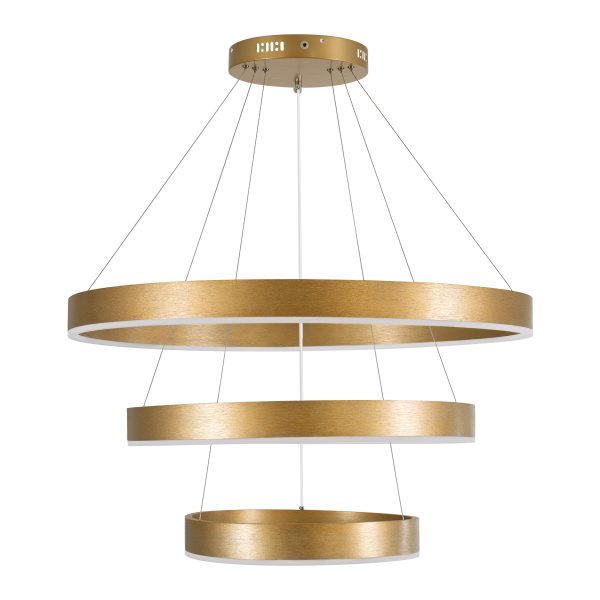 VENOM TRIO 61190 Κρεμαστό Φωτιστικό Δαχτυλίδι-Κύκλος LED CCT 120W 14158lm 120° AC 220-240V - Εναλλαγή Φωτισμού μέσω Τηλεχειριστηρίου All In One Ψυχρό 6000K+Φυσικό 4500K+Θερμό 2700K Dimmable Φ40+60+80cm - Χρυσό Βούρτσας - 3 Years Warranty - Image 3