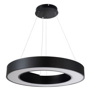RA 61194 Κρεμαστό Φωτιστικό Δαχτυλίδι-Κύκλος LED CCT 67W 7370lm 120° AC 220-240V – Εναλλαγή Φωτισμού μέσω Τηλεχειριστηρίου All In One Ψυχρό 6000k+Φυσικό 4500k+Θερμό 2700k Dimmable Φ60cm – Μαύρο – 3 Years Warranty