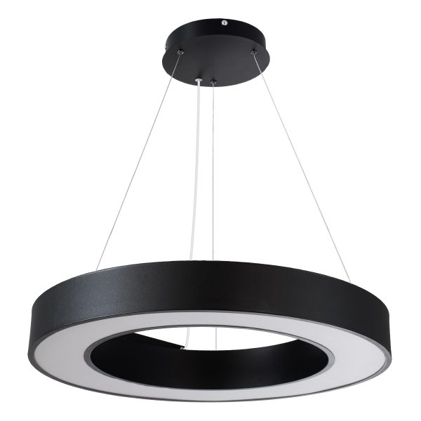 RA 61194 Κρεμαστό Φωτιστικό Δαχτυλίδι-Κύκλος LED CCT 67W 7370lm 120° AC 220-240V - Εναλλαγή Φωτισμού μέσω Τηλεχειριστηρίου All In One Ψυχρό 6000k+Φυσικό 4500k+Θερμό 2700k Dimmable Φ60cm - Μαύρο - 3 Years Warranty - Image 2