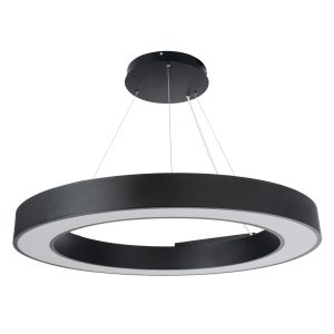 RA 61196 Κρεμαστό Φωτιστικό Δαχτυλίδι-Κύκλος LED CCT 75W 8250lm 120° AC 220-240V – Εναλλαγή Φωτισμού μέσω Τηλεχειριστηρίου All In One Ψυχρό 6000k+Φυσικό 4500k+Θερμό 2700k Dimmable Φ80cm – Μαύρο – 3 Years Warranty