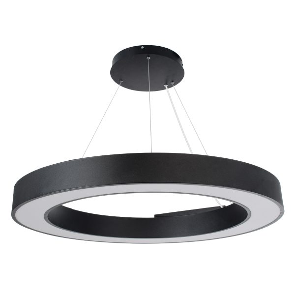 RA 61196 Κρεμαστό Φωτιστικό Δαχτυλίδι-Κύκλος LED CCT 75W 8250lm 120° AC 220-240V - Εναλλαγή Φωτισμού μέσω Τηλεχειριστηρίου All In One Ψυχρό 6000k+Φυσικό 4500k+Θερμό 2700k Dimmable Φ80cm - Μαύρο - 3 Years Warranty - Image 2