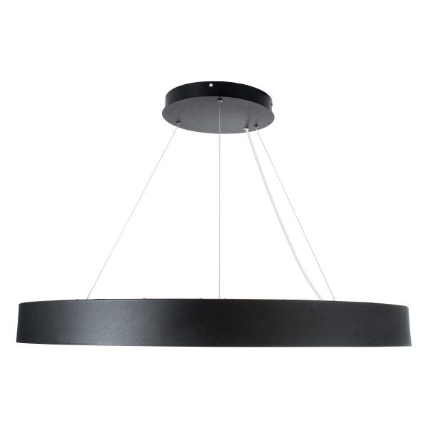 RA 61196 Κρεμαστό Φωτιστικό Δαχτυλίδι-Κύκλος LED CCT 75W 8250lm 120° AC 220-240V - Εναλλαγή Φωτισμού μέσω Τηλεχειριστηρίου All In One Ψυχρό 6000k+Φυσικό 4500k+Θερμό 2700k Dimmable Φ80cm - Μαύρο - 3 Years Warranty - Image 3