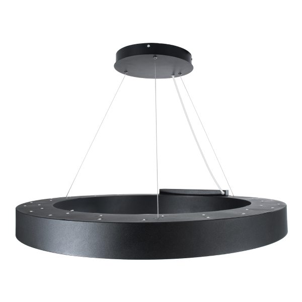 RA 61196 Κρεμαστό Φωτιστικό Δαχτυλίδι-Κύκλος LED CCT 75W 8250lm 120° AC 220-240V - Εναλλαγή Φωτισμού μέσω Τηλεχειριστηρίου All In One Ψυχρό 6000k+Φυσικό 4500k+Θερμό 2700k Dimmable Φ80cm - Μαύρο - 3 Years Warranty - Image 4