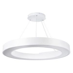 RA 61197 Κρεμαστό Φωτιστικό Δαχτυλίδι-Κύκλος LED CCT 75W 8250lm 120° AC 220-240V – Εναλλαγή Φωτισμού μέσω Τηλεχειριστηρίου All In One Ψυχρό 6000k+Φυσικό 4500k+Θερμό 2700k Dimmable Φ80cm – Λευκό – 3 Years Warranty