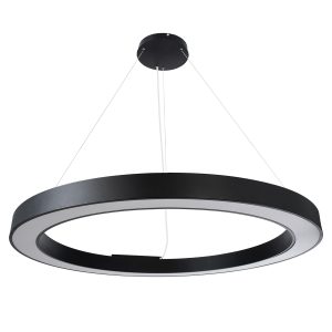 RA 61198 Κρεμαστό Φωτιστικό Δαχτυλίδι-Κύκλος LED CCT 100W 11020lm 120° AC 220-240V – Εναλλαγή Φωτισμού μέσω Τηλεχειριστηρίου All In One Ψυχρό 6000k+Φυσικό 4500k+Θερμό 2700k Dimmable Φ120cm – Μαύρο – 3 Years Warranty