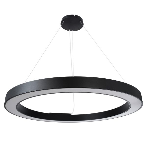 RA 61198 Κρεμαστό Φωτιστικό Δαχτυλίδι-Κύκλος LED CCT 100W 11020lm 120° AC 220-240V - Εναλλαγή Φωτισμού μέσω Τηλεχειριστηρίου All In One Ψυχρό 6000k+Φυσικό 4500k+Θερμό 2700k Dimmable Φ120cm - Μαύρο - 3 Years Warranty - Image 2