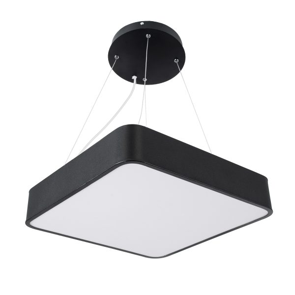 KAMALA 61206-P Κρεμαστή Πλαφονιέρα Οροφής LED CCT 67W 7370lm 120° AC 220-240V - Εναλλαγή Φωτισμού μέσω Τηλεχειριστηρίου All In One Ψυχρό 6000k+Φυσικό 4500k+Θερμό 2700k Dimmable Μ40 x Π40 x Υ8cm- Μαύρο - 3 Years Warranty - Image 2