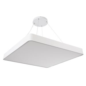 KAMALA 61211-P Κρεμαστή Πλαφονιέρα Οροφής LED CCT 100W 11020lm 120° AC 220-240V – Εναλλαγή Φωτισμού μέσω Τηλεχειριστηρίου All In One Ψυχρό 6000k+Φυσικό 4500k+Θερμό 2700k Dimmable Μ80 x Π80 x Υ8cm – Λευκό – 3 Years Warranty