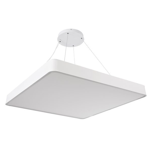 KAMALA 61211-P Κρεμαστή Πλαφονιέρα Οροφής LED CCT 100W 11020lm 120° AC 220-240V - Εναλλαγή Φωτισμού μέσω Τηλεχειριστηρίου All In One Ψυχρό 6000k+Φυσικό 4500k+Θερμό 2700k Dimmable Μ80 x Π80 x Υ8cm - Λευκό - 3 Years Warranty - Image 2