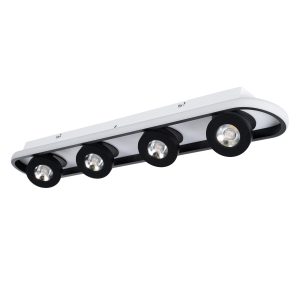 NESPO 61214 Φωτιστικό Οροφής Linear Design LED CCT με Κινούμενα Σποτ LED Spot Downlight 48W 5376lm 360° & 45° AC 220-240V – Εναλλαγή Φωτισμού μέσω Διακόπτη On/Off All In One Ψυχρό 6000k+Φυσικό 4500k+Θερμό 2700k Μ80 x Π13 x Υ6.5cm – Μαύρο