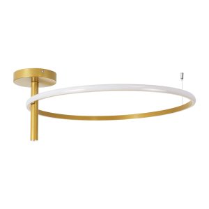 VERONA 61225 Φωτιστικό Οροφής Δαχτυλίδι-Κύκλος LED CCT 36W 4032lm 360° AC 220-240V – Εναλλαγή Φωτισμού μέσω Διακόπτη On/Off All In One Ψυχρό 6000k+Φυσικό 4500k+Θερμό 2700K Φ60 x Υ23cm – Χρυσό Βούρτσας – 3 Χρόνια Εγγύηση