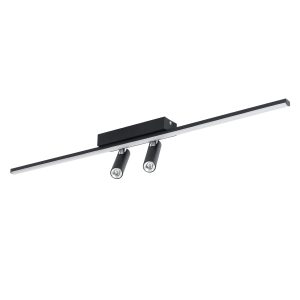 BARETTI 61226 Φωτιστικό Οροφής Linear Design LED CCT με Κινούμενα Σποτ LED Downlight 24W 2688lm 160° & 45° AC 220-240V IP20  – Εναλλαγή Φωτισμού μέσω Διακόπτη On/Off All In One Ψυχρό 6000k+Φυσικό 4500k+Θερμό 2700k – Μ80 x Π5.5 x Υ5 cm – Μαύρο – 3 Χρόν