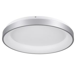 SALEM 61238 Πλαφονιέρα Οροφής Δαχτυλίδι-Κύκλος LED CCT 105W 12075lm 120° AC 220-240V – Εναλλαγή Φωτισμού μέσω Τηλεχειριστηρίου All In One Ψυχρό 6000k+Φυσικό 4500k+Θερμό 2700k Dimmable Φ60cm – Ασημί – 3 Years Warranty