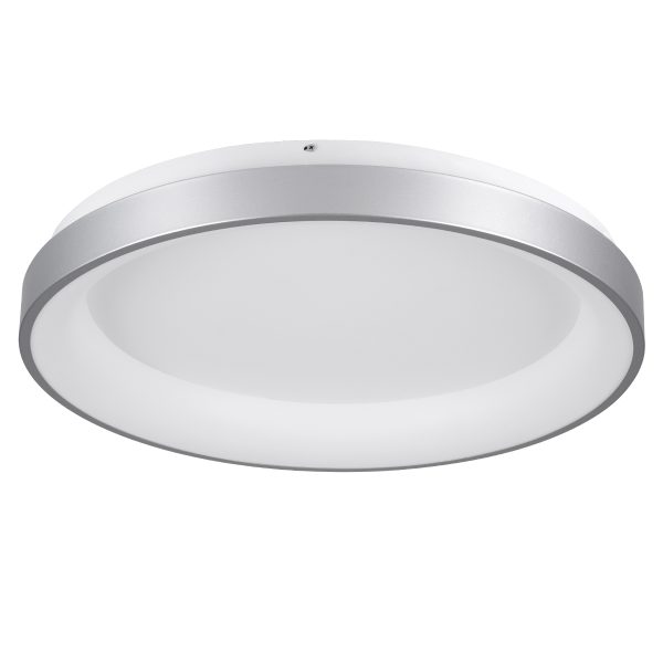 SALEM 61238 Πλαφονιέρα Οροφής Δαχτυλίδι-Κύκλος LED CCT 105W 12075lm 120° AC 220-240V - Εναλλαγή Φωτισμού μέσω Τηλεχειριστηρίου All In One Ψυχρό 6000k+Φυσικό 4500k+Θερμό 2700k Dimmable Φ60cm - Ασημί - 3 Years Warranty - Image 2