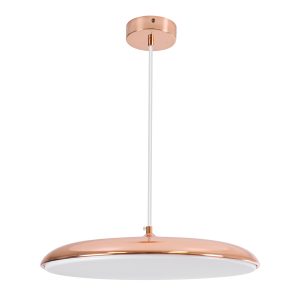 BARON 61256 Κρεμαστή Πλαφονιέρα Οροφής LED CCT 24W 2880lm 120° AC 220-240V – Εναλλαγή Φωτισμού μέσω Διακόπτη On/Off All In One Ψυχρό 6000k+Φυσικό 4500k+Θερμό 2700k Φ40 x Υ10cm – Χάλκινο Πλατίνα – 3 Years Warranty