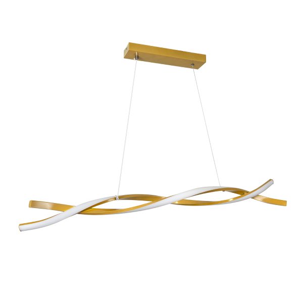 MORALES 61278 Κρεμαστό Φωτιστικό Οροφής Design LED CCT 54W 6048lm 200° AC 220-240V - Εναλλαγή Φωτισμού μέσω Τηλεχειριστηρίου All In One Ψυχρό 6000k+Φυσικό 4500k+Θερμό 2700k Dimmable Μ90 x Π14 x Υ14cm - Χρυσό Πλατίνα - 3 Years Warranty - Image 2
