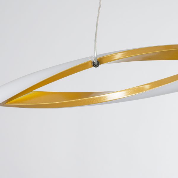 MORALES 61278 Κρεμαστό Φωτιστικό Οροφής Design LED CCT 54W 6048lm 200° AC 220-240V - Εναλλαγή Φωτισμού μέσω Τηλεχειριστηρίου All In One Ψυχρό 6000k+Φυσικό 4500k+Θερμό 2700k Dimmable Μ90 x Π14 x Υ14cm - Χρυσό Πλατίνα - 3 Years Warranty - Image 4