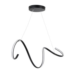 SPIRALE 61283 Κρεμαστό Φωτιστικό Οροφής Design LED CCT 75W 8400lm 300° AC 220-240V – Εναλλαγή Φωτισμού μέσω Τηλεχειριστηρίου All In One Ψυχρό 6000k+Φυσικό 4500k+Θερμό 2700k Dimmable Μ72 x Π25 x Υ30cm – Μαύρο – 3 Years Warranty
