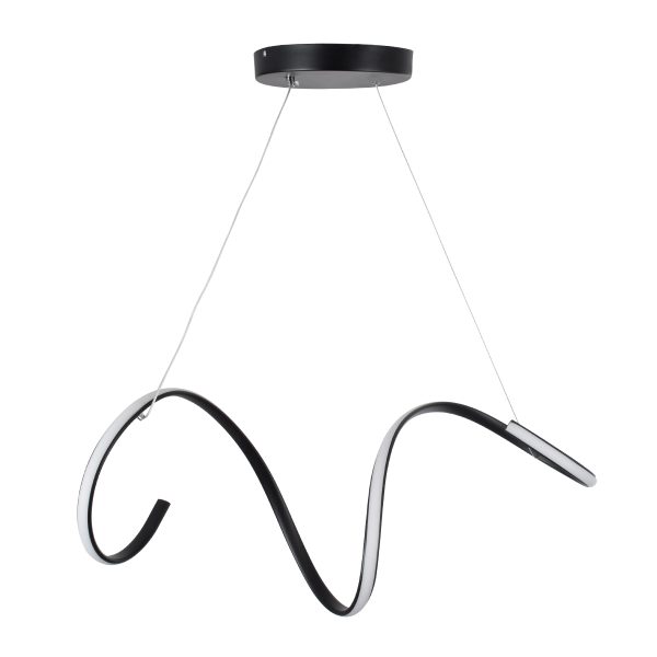 SPIRALE 61283 Κρεμαστό Φωτιστικό Οροφής Design LED CCT 75W 8400lm 300° AC 220-240V - Εναλλαγή Φωτισμού μέσω Τηλεχειριστηρίου All In One Ψυχρό 6000k+Φυσικό 4500k+Θερμό 2700k Dimmable Μ72 x Π25 x Υ30cm - Μαύρο - 3 Years Warranty - Image 3