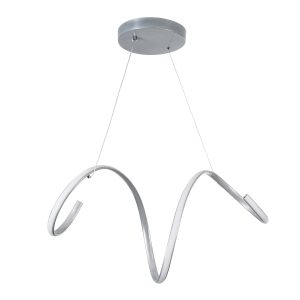 SPIRALE 61285 Κρεμαστό Φωτιστικό Οροφής Design LED CCT 75W 8400lm 300° AC 220-240V – Εναλλαγή Φωτισμού μέσω Τηλεχειριστηρίου All In One Ψυχρό 6000k+Φυσικό 4500k+Θερμό 2700k Dimmable Μ72 x Π25 x Υ30cm – Νίκελ Ασημί Βούρτσας – 3 Years Warranty