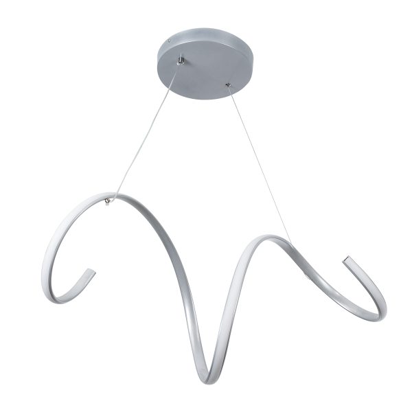 SPIRALE 61285 Κρεμαστό Φωτιστικό Οροφής Design LED CCT 75W 8400lm 300° AC 220-240V - Εναλλαγή Φωτισμού μέσω Τηλεχειριστηρίου All In One Ψυχρό 6000k+Φυσικό 4500k+Θερμό 2700k Dimmable Μ72 x Π25 x Υ30cm - Νίκελ Ασημί Βούρτσας - 3 Years Warranty - Image 4