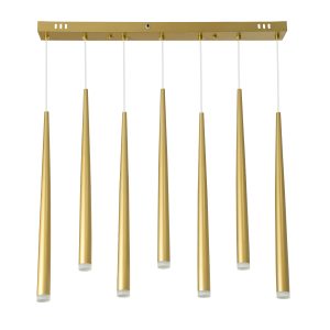 TEARS 61312 Κρεμαστό Φωτιστικό Οροφής Design LED CCT 21W 2310lm 180° AC 220-240V – Εναλλαγή Φωτισμού μέσω Τηλεχειριστηρίου All In One Ψυχρό 6000k+Φυσικό 4500k+Θερμό 2700k Dimmable Μ70 x Π3.2 x Υ60cm – Χρυσό Βούρτσας – 3 Years Warranty