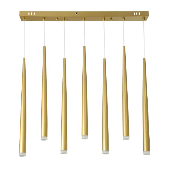 TEARS 61312 Κρεμαστό Φωτιστικό Οροφής Design LED CCT 21W 2310lm 180° AC 220-240V - Εναλλαγή Φωτισμού μέσω Τηλεχειριστηρίου All In One Ψυχρό 6000k+Φυσικό 4500k+Θερμό 2700k Dimmable Μ70 x Π3.2 x Υ60cm - Χρυσό Βούρτσας - 3 Years Warranty - Image 2