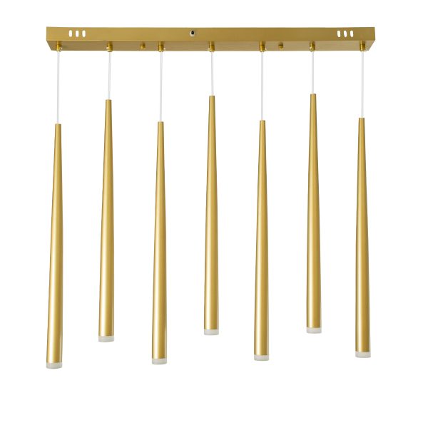 TEARS 61312 Κρεμαστό Φωτιστικό Οροφής Design LED CCT 21W 2310lm 180° AC 220-240V - Εναλλαγή Φωτισμού μέσω Τηλεχειριστηρίου All In One Ψυχρό 6000k+Φυσικό 4500k+Θερμό 2700k Dimmable Μ70 x Π3.2 x Υ60cm - Χρυσό Βούρτσας - 3 Years Warranty - Image 4
