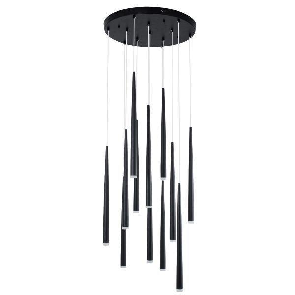 TEARS 61313 Κρεμαστό Φωτιστικό Οροφής Design LED CCT 36W 3960lm 180° AC 220-240V - Εναλλαγή Φωτισμού μέσω Τηλεχειριστηρίου All In One Ψυχρό 6000k+Φυσικό 4500k+Θερμό 2700k Dimmable Φ60 x Υ51.5cm - Μαύρο - 3 Years Warranty - Image 4