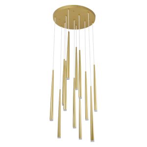 TEARS 61314 Κρεμαστό Φωτιστικό Οροφής Design LED CCT 36W 3960lm 180° AC 220-240V – Εναλλαγή Φωτισμού μέσω Τηλεχειριστηρίου All In One Ψυχρό 6000k+Φυσικό 4500k+Θερμό 2700k Dimmable Φ60 x Υ51.5cm – Χρυσό Βούρτσας – 3 Years Warranty
