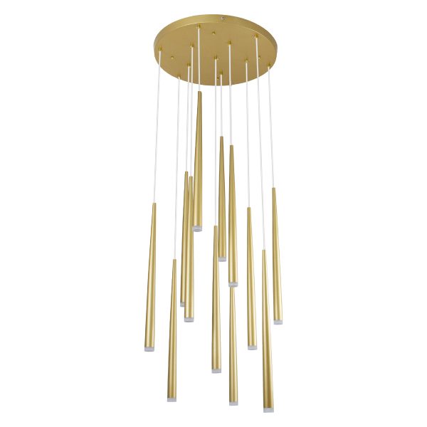 TEARS 61314 Κρεμαστό Φωτιστικό Οροφής Design LED CCT 36W 3960lm 180° AC 220-240V - Εναλλαγή Φωτισμού μέσω Τηλεχειριστηρίου All In One Ψυχρό 6000k+Φυσικό 4500k+Θερμό 2700k Dimmable Φ60 x Υ51.5cm - Χρυσό Βούρτσας - 3 Years Warranty - Image 2