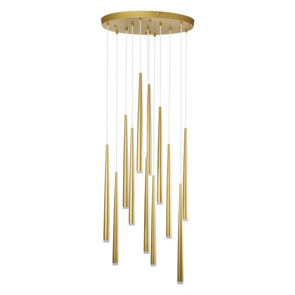 TEARS 61314 Κρεμαστό Φωτιστικό Οροφής Design LED CCT 36W 3960lm 180° AC 220-240V - Εναλλαγή Φωτισμού μέσω Τηλεχειριστηρίου All In One Ψυχρό 6000k+Φυσικό 4500k+Θερμό 2700k Dimmable Φ60 x Υ51.5cm - Χρυσό Βούρτσας - 3 Years Warranty - Image 3