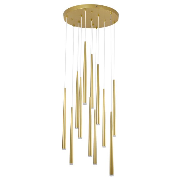 TEARS 61314 Κρεμαστό Φωτιστικό Οροφής Design LED CCT 36W 3960lm 180° AC 220-240V - Εναλλαγή Φωτισμού μέσω Τηλεχειριστηρίου All In One Ψυχρό 6000k+Φυσικό 4500k+Θερμό 2700k Dimmable Φ60 x Υ51.5cm - Χρυσό Βούρτσας - 3 Years Warranty - Image 4