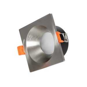 EPSILON 61318 Χωνευτή Τετράγωνη Βάση Σποτ Οροφής/Μπάνιου για Λάμπα MR16/GU10 Αδιάβροχο IP65 – Νίκελ Βούρτσας Αλουμίνιο & Λευκό Γυαλί – Φ8.5 x Υ4.4cm / Q7.5 x 7.5cm