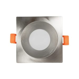 EPSILON 61318 Χωνευτή Τετράγωνη Βάση Σποτ Οροφής/Μπάνιου για Λάμπα MR16/GU10 Αδιάβροχο IP65 – Νίκελ Βούρτσας Αλουμίνιο & Λευκό Γυαλί – Φ8.5 x Υ4.4cm / Q7.5 x 7.5cm