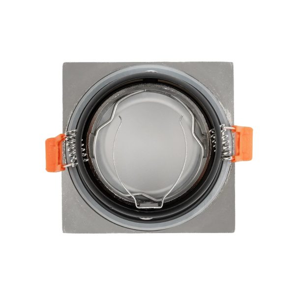 EPSILON 61318 Χωνευτή Τετράγωνη Βάση Σποτ Οροφής/Μπάνιου για Λάμπα MR16/GU10 Αδιάβροχο IP65 - Νίκελ Βούρτσας Αλουμίνιο & Λευκό Γυαλί - Φ8.5 x Υ4.4cm / Q7.5 x 7.5cm - Image 3