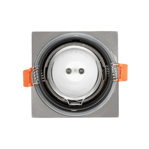 EPSILON 61318 Χωνευτή Τετράγωνη Βάση Σποτ Οροφής/Μπάνιου για Λάμπα MR16/GU10 Αδιάβροχο IP65 - Νίκελ Βούρτσας Αλουμίνιο & Λευκό Γυαλί - Φ8.5 x Υ4.4cm / Q7.5 x 7.5cm - Image 4