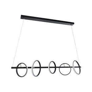 CIRCOLARE 61319 Κρεμαστό Φωτιστικό Οροφής Design LED CCT 75W 8400lm 360° AC 220-240V – Εναλλαγή Φωτισμού μέσω Τηλεχειριστηρίου All In One Ψυχρό 6000k+Φυσικό 4500k+Θερμό 2700k Dimmable Μ120 x Π25 x Υ25cm – Μαύρο – 3 Χρόνια Εγγύηση