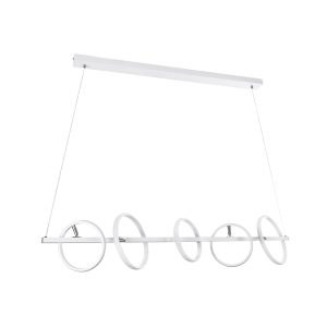 CIRCOLARE 61320 Κρεμαστό Φωτιστικό Οροφής Design LED CCT 75W 8400lm 360° AC 220-240V – Εναλλαγή Φωτισμού μέσω Τηλεχειριστηρίου All In One Ψυχρό 6000k+Φυσικό 4500k+Θερμό 2700k Dimmable Μ120 x Π25 x Υ25cm – Λευκό – 3 Χρόνια Εγγύηση
