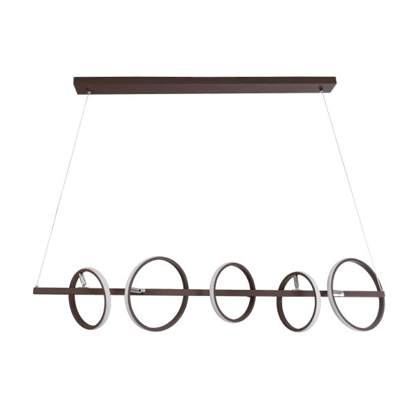CIRCOLARE 61321 Κρεμαστό Φωτιστικό Οροφής Design LED CCT 75W 8400lm 360° AC 220-240V - Εναλλαγή Φωτισμού μέσω Τηλεχειριστηρίου All In One Ψυχρό 6000k+Φυσικό 4500k+Θερμό 2700k Dimmable Μ120 x Π25 x Υ25cm - Καφέ - 3 Χρόνια Εγγύηση - Image 3