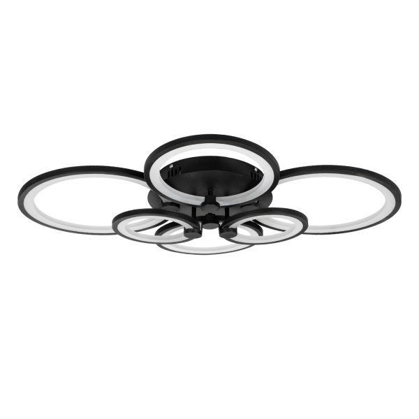 ROYAL-R 61323 Φωτιστικό Οροφής Design LED CCT 135W 16200lm 360° AC 220-240V - Εναλλαγή Φωτισμού μέσω Τηλεχειριστηρίου All In One Ψυχρό 6000k+Φυσικό 4500k+Θερμό 2700k Dimmable Μ80.5 x Π59 x Υ12cm - Μαύρο - 3 Years Warranty - Image 3