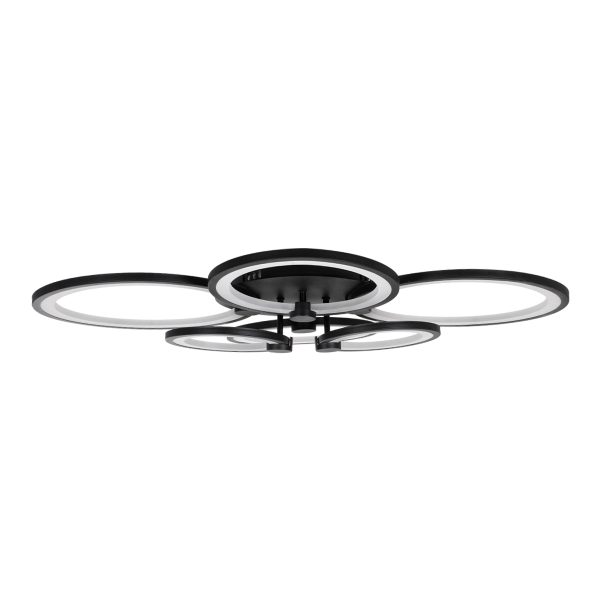 ROYAL-R 61323 Φωτιστικό Οροφής Design LED CCT 135W 16200lm 360° AC 220-240V - Εναλλαγή Φωτισμού μέσω Τηλεχειριστηρίου All In One Ψυχρό 6000k+Φυσικό 4500k+Θερμό 2700k Dimmable Μ80.5 x Π59 x Υ12cm - Μαύρο - 3 Years Warranty - Image 4