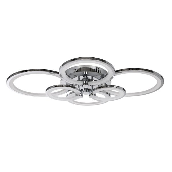 ROYAL-R 61324 Φωτιστικό Οροφής Design LED CCT 135W 16200lm 360° AC 220-240V - Εναλλαγή Φωτισμού μέσω Τηλεχειριστηρίου All In One Ψυχρό 6000k+Φυσικό 4500k+Θερμό 2700k Dimmable - Μ80.5 x Π59 x Υ12cm - Ασημί Νίκελ - 3 Years Warranty - Image 3
