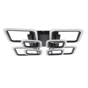 ROYAL-S 61325 Φωτιστικό Οροφής Design LED CCT 135W 16200lm 360° AC 220-240V – Εναλλαγή Φωτισμού μέσω Τηλεχειριστηρίου All In One Ψυχρό 6000k+Φυσικό 4500k+Θερμό 2700k Dimmable Μ58.5 x Π58.5 x Υ12cm – Μαύρο – 3 Years Warranty
