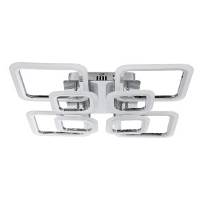 ROYAL-S 61326 Φωτιστικό Οροφής Design LED CCT 135W 16200lm 360° AC 220-240V – Εναλλαγή Φωτισμού μέσω Τηλεχειριστηρίου All In One Ψυχρό 6000k+Φυσικό 4500k+Θερμό 2700k Dimmable Μ58.5 x Π58.5 x Υ12cm – Ασημί Νίκελ – 3 Years Warranty