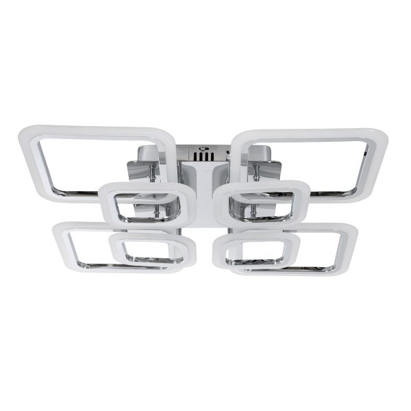 ROYAL-S 61326 Φωτιστικό Οροφής Design LED CCT 135W 16200lm 360° AC 220-240V - Εναλλαγή Φωτισμού μέσω Τηλεχειριστηρίου All In One Ψυχρό 6000k+Φυσικό 4500k+Θερμό 2700k Dimmable Μ58.5 x Π58.5 x Υ12cm - Ασημί Νίκελ - 3 Years Warranty - Image 2