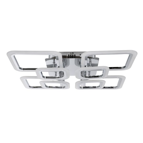 ROYAL-S 61326 Φωτιστικό Οροφής Design LED CCT 135W 16200lm 360° AC 220-240V - Εναλλαγή Φωτισμού μέσω Τηλεχειριστηρίου All In One Ψυχρό 6000k+Φυσικό 4500k+Θερμό 2700k Dimmable Μ58.5 x Π58.5 x Υ12cm - Ασημί Νίκελ - 3 Years Warranty - Image 3